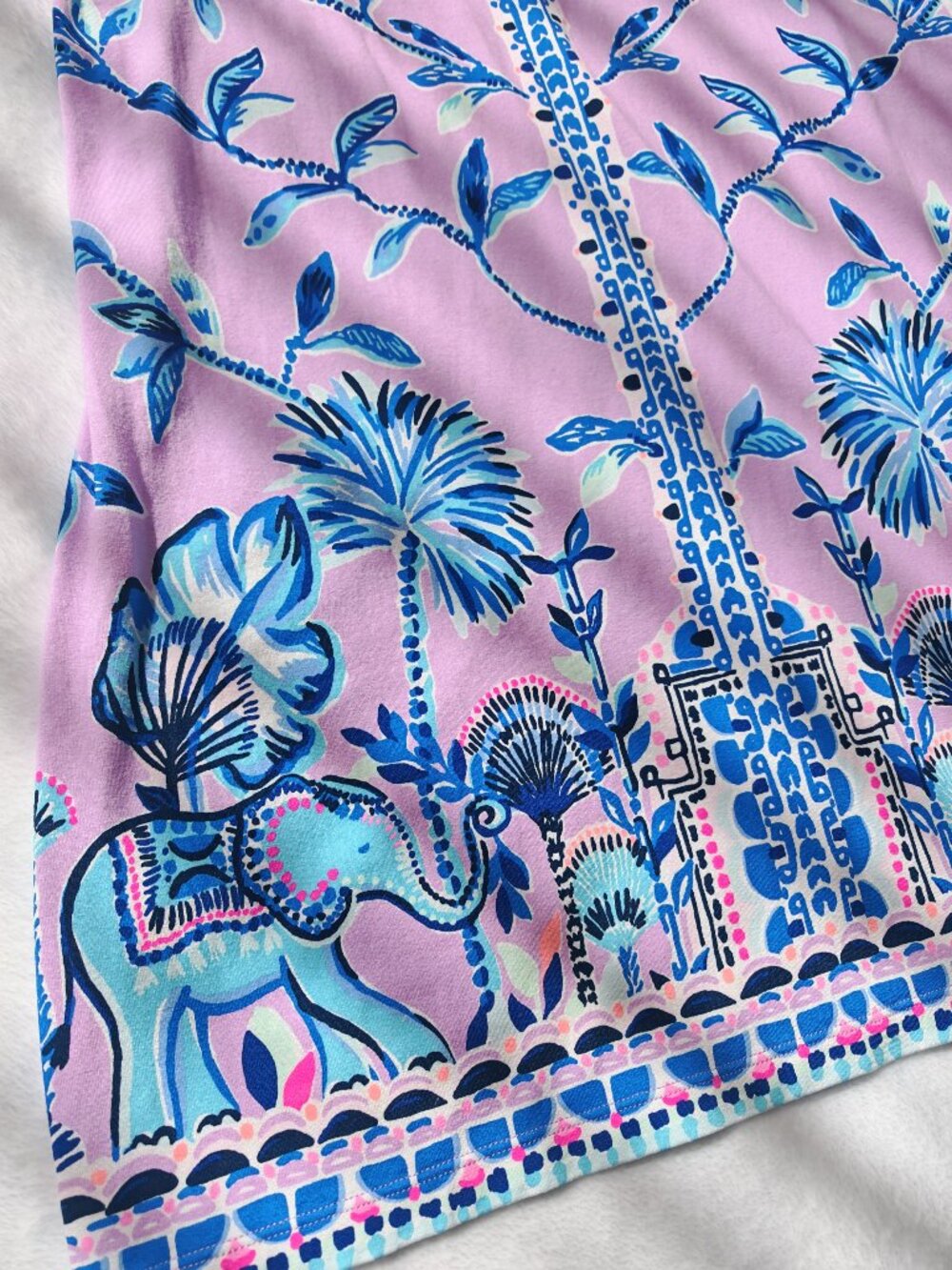 Lilly Pulitzer Elephant Print Dress Pink Blue Palm Shift Mini Size L - Picture 5 of 13